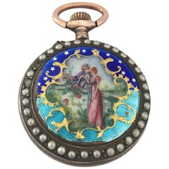Antique Victorian Enameled Pocket Watch For Sale at 1stDibs
