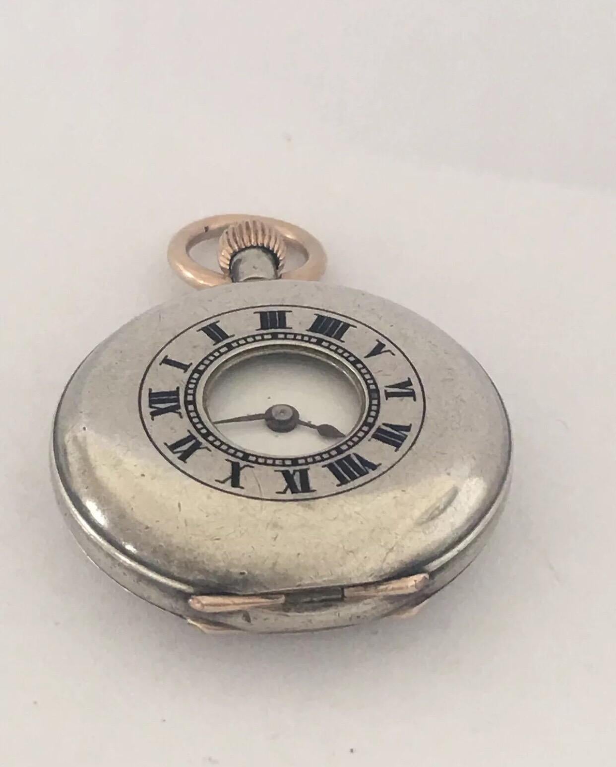 Antique Small Silver Half Hunter Pocket Watch For Sale 3