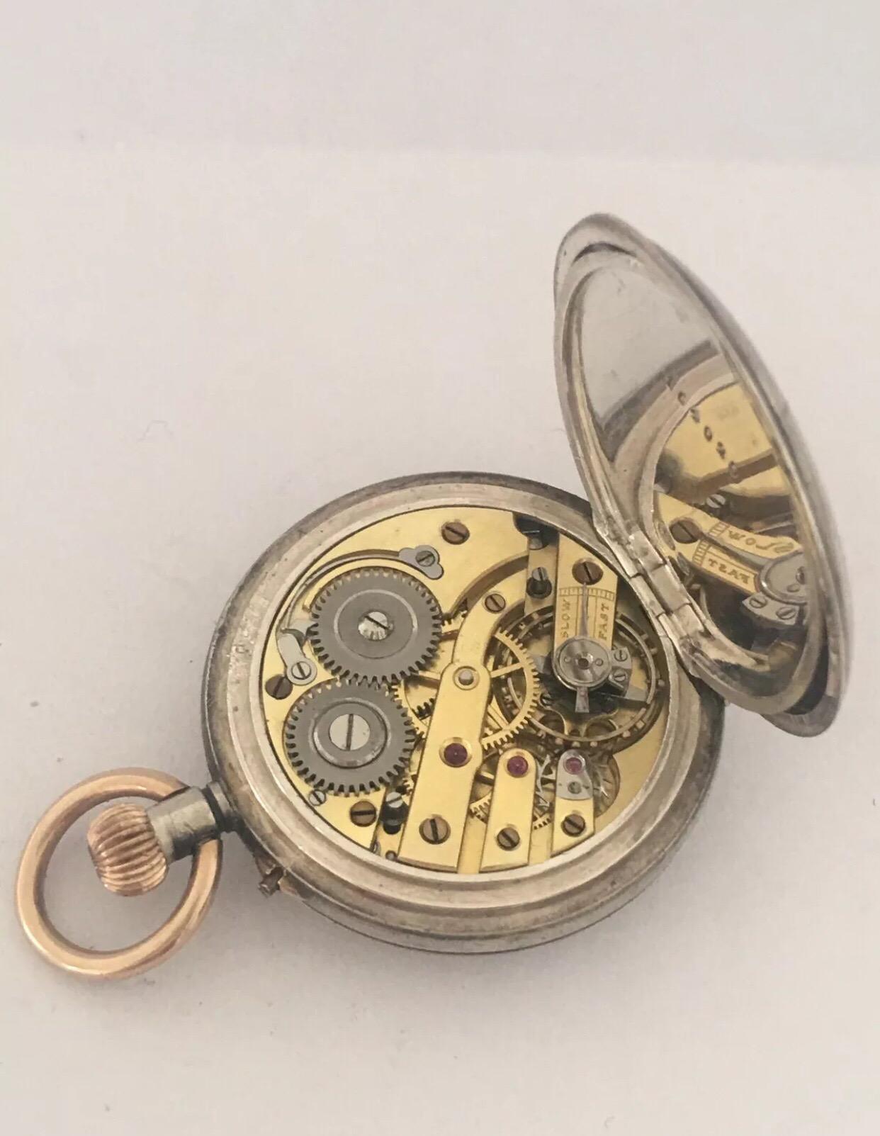 half hunter pocket watch silver