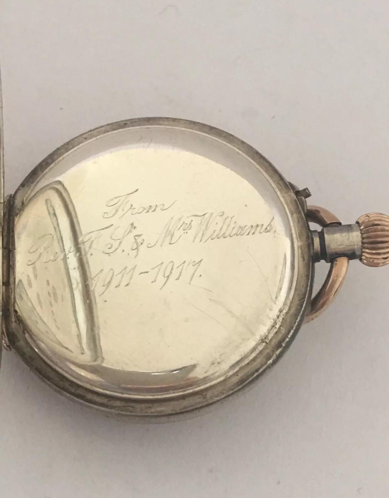 Women's or Men's Antique Small Silver Half Hunter Pocket Watch For Sale