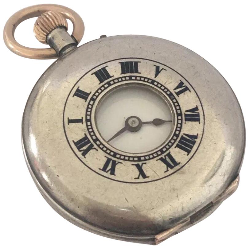 Antique Small Silver Half Hunter Pocket Watch For Sale