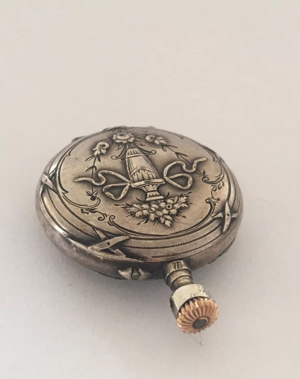 Women's or Men's Antique Small Silver Pocket / Fob Watch For Sale