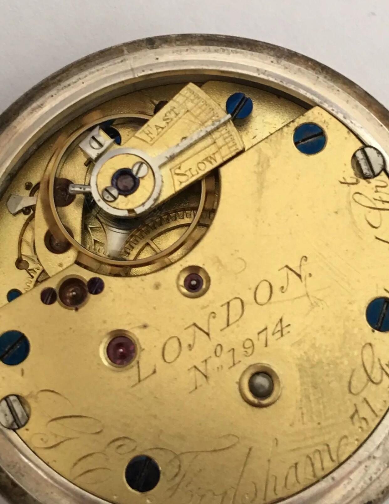 Antique Small Silver Pocket Watch Signed G.E. Frodsham London No.1974 5