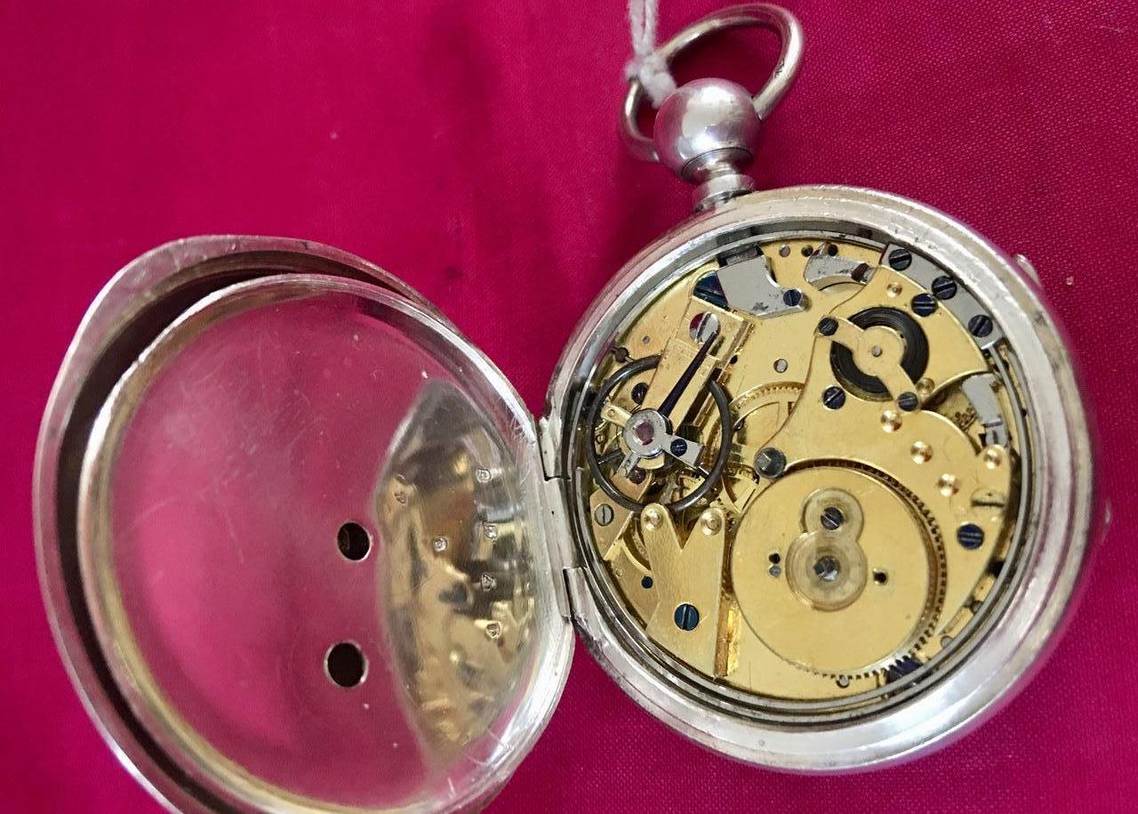 A beautiful silver ladies fob watch in a quarter repeating Swiss movement. Circa 1880