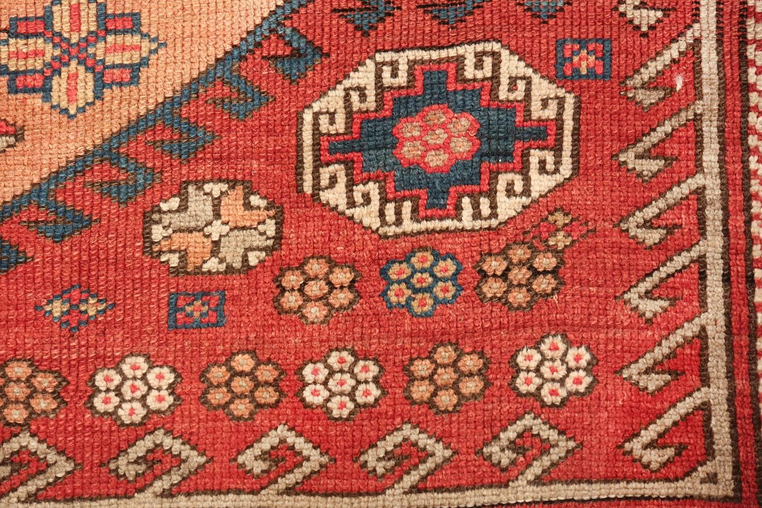 Beautiful antique small size west Anatolian Bergama rug, country of origin / rug type: Turkish rug, date: circa 1870. Size: 5 ft 6 in x 7 ft (1.68 m x 2.13 m).
