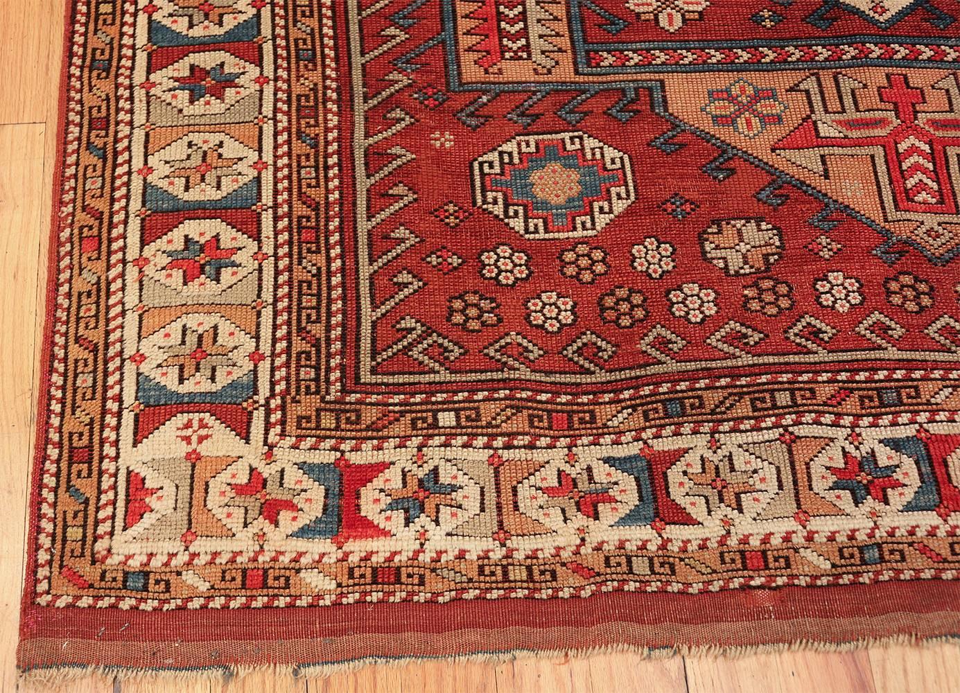 Tribal Antique Small Size West Anatolian Bergama Rug. Size: 5 ft 6 in x 7 ft 