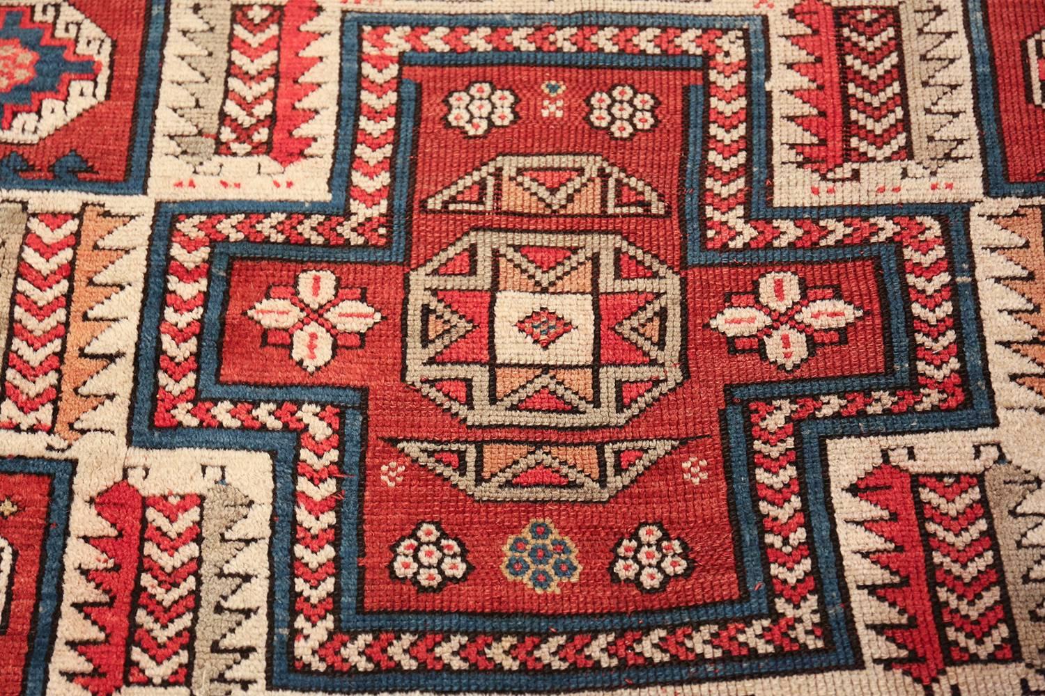 Hand-Knotted Antique Small Size West Anatolian Bergama Rug. Size: 5 ft 6 in x 7 ft 