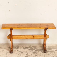 Antique Small Swedish Pine Bench or Side Table with X-Stretcher