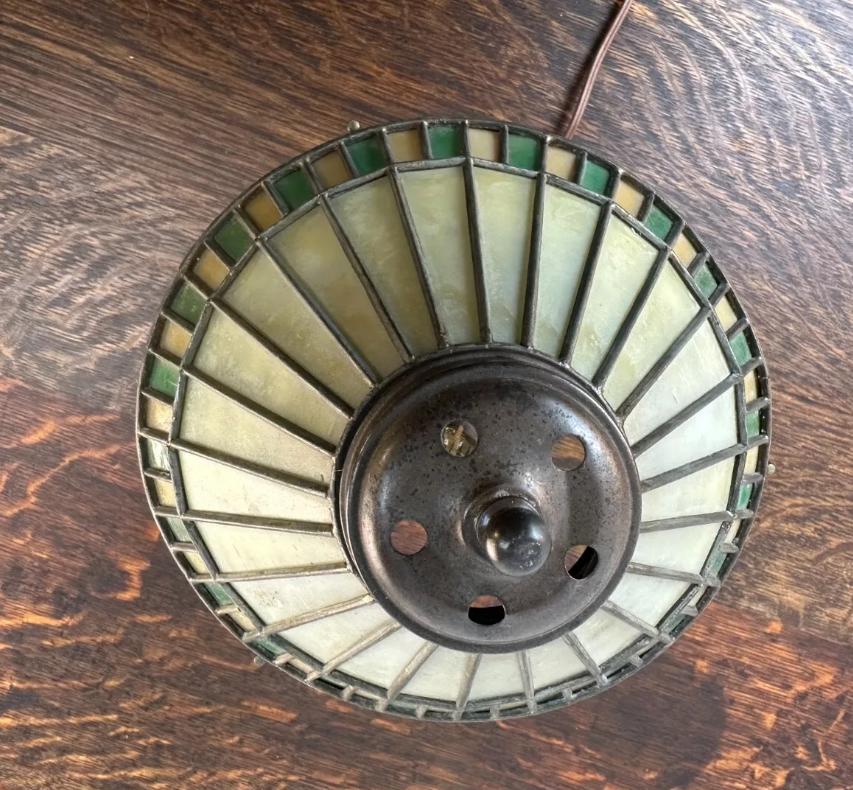 American Antique Small Table Lamp w/ Leaded Glass, Stickley-Roycroft era - W6090  SALE!