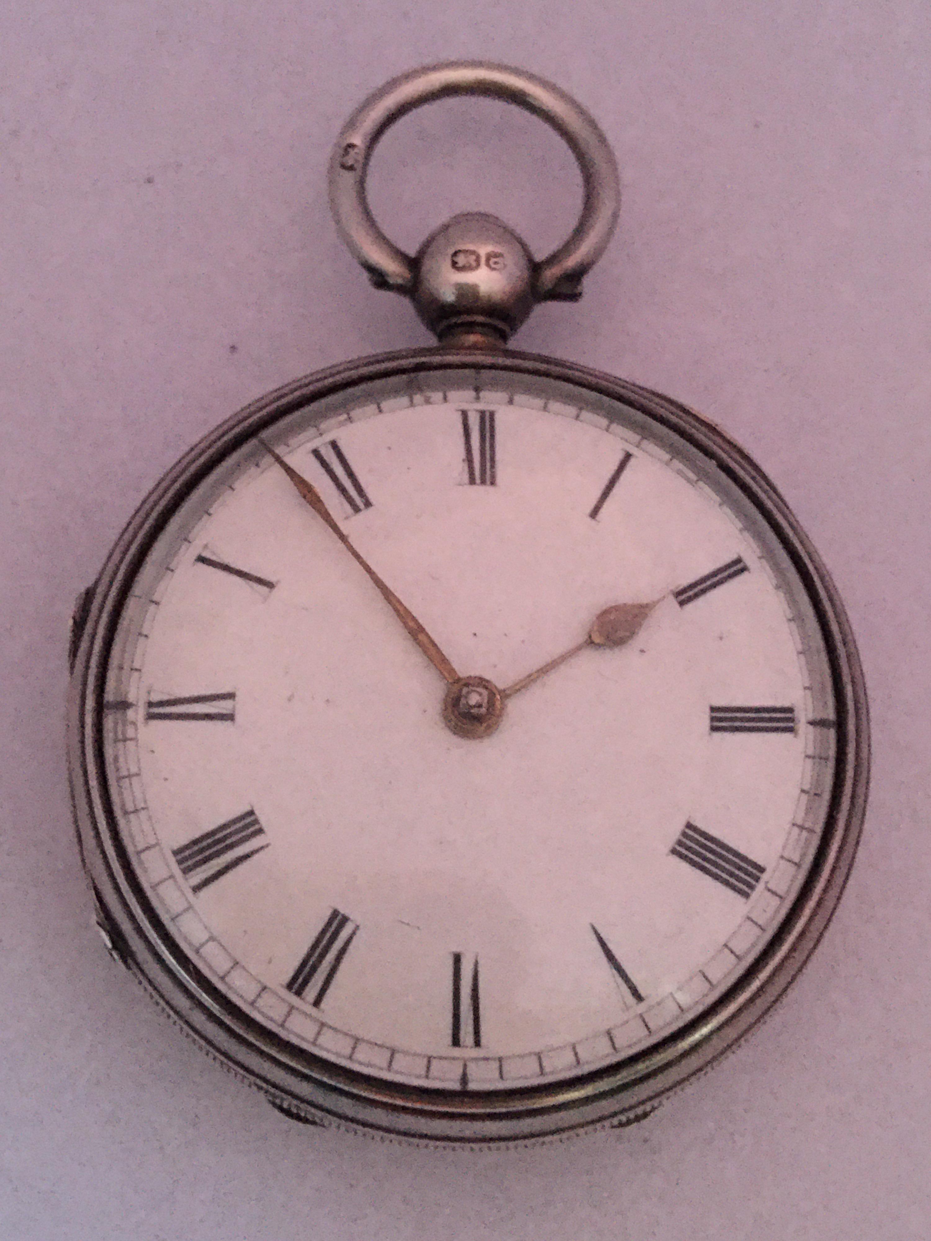 Antique Small Victorian Silver Fusee Lever Pocket Watch For Sale 7