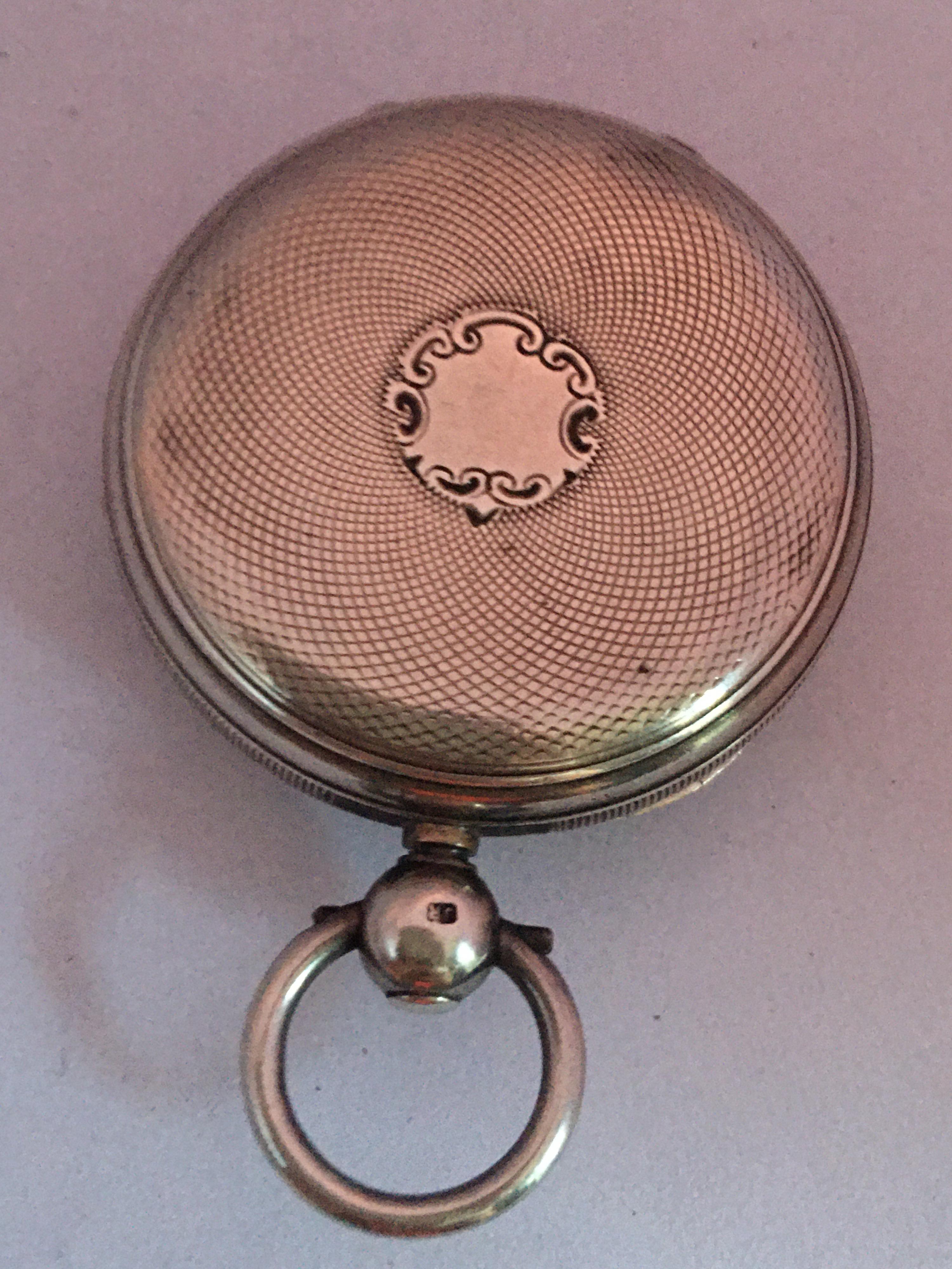 Antique Small Victorian Silver Fusee Lever Pocket Watch For Sale 8