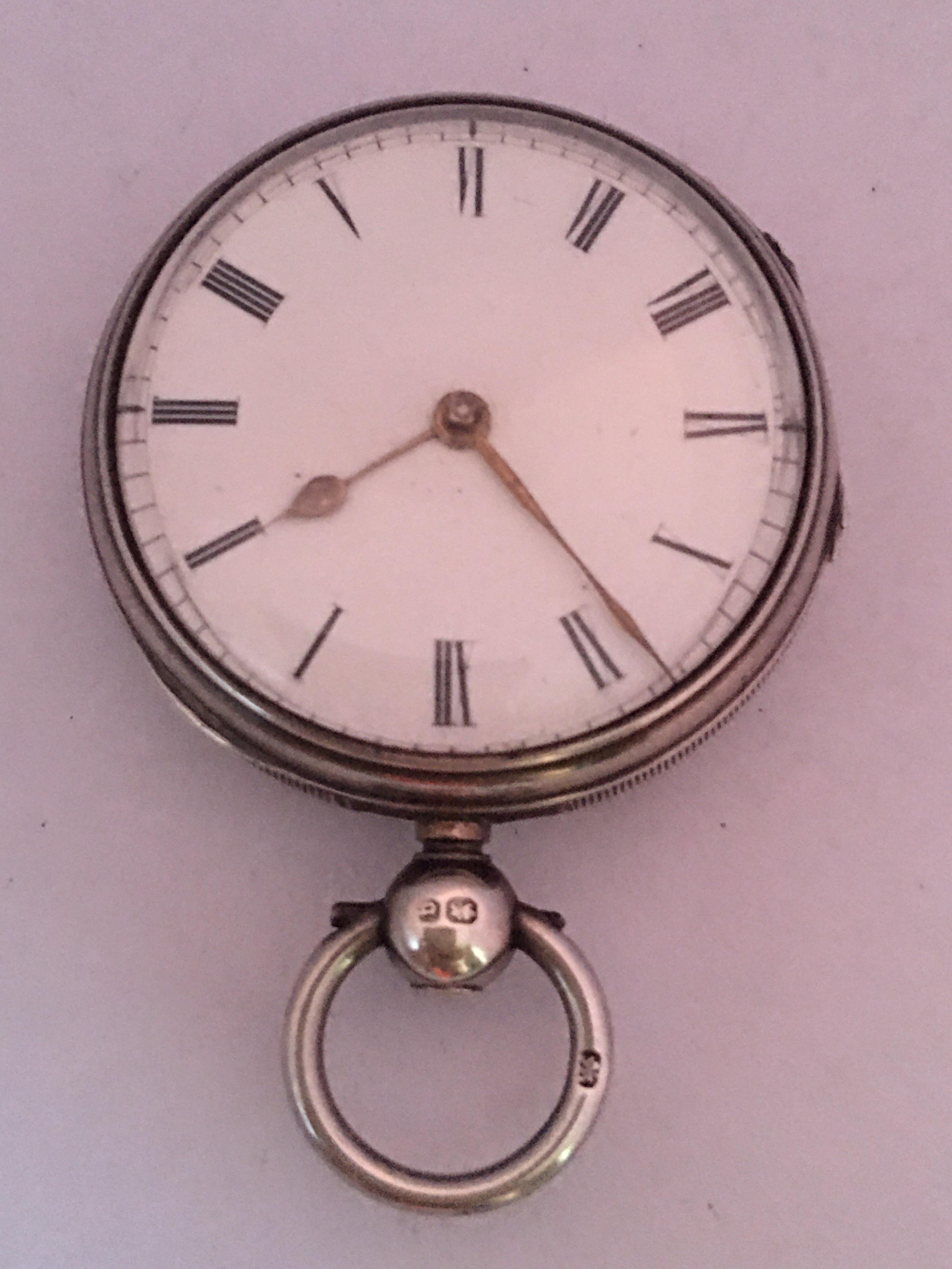 Antique Small Victorian Silver Fusee Lever Pocket Watch For Sale 9