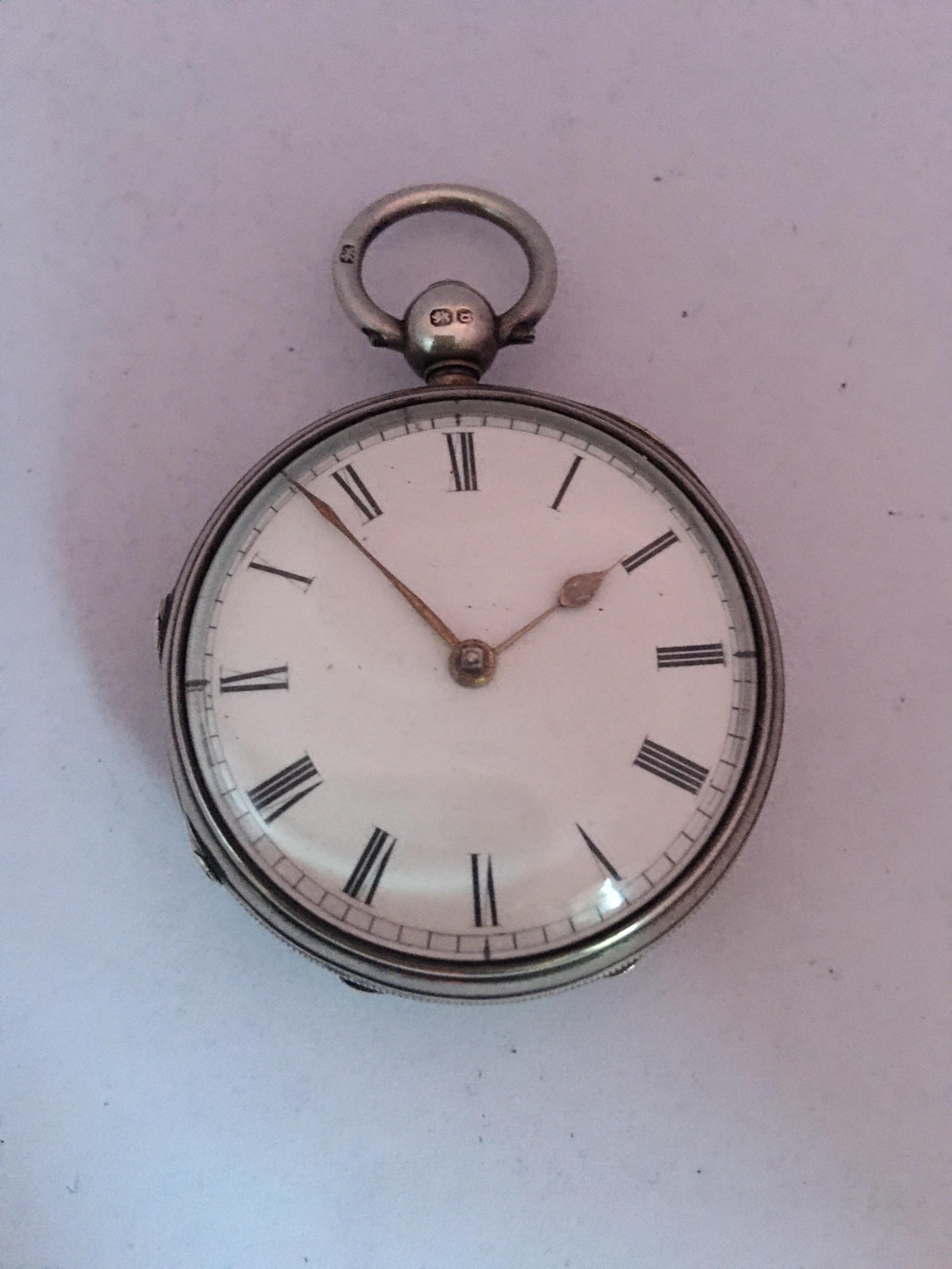 Antique Small Victorian Silver Fusee Lever Pocket Watch For Sale 12