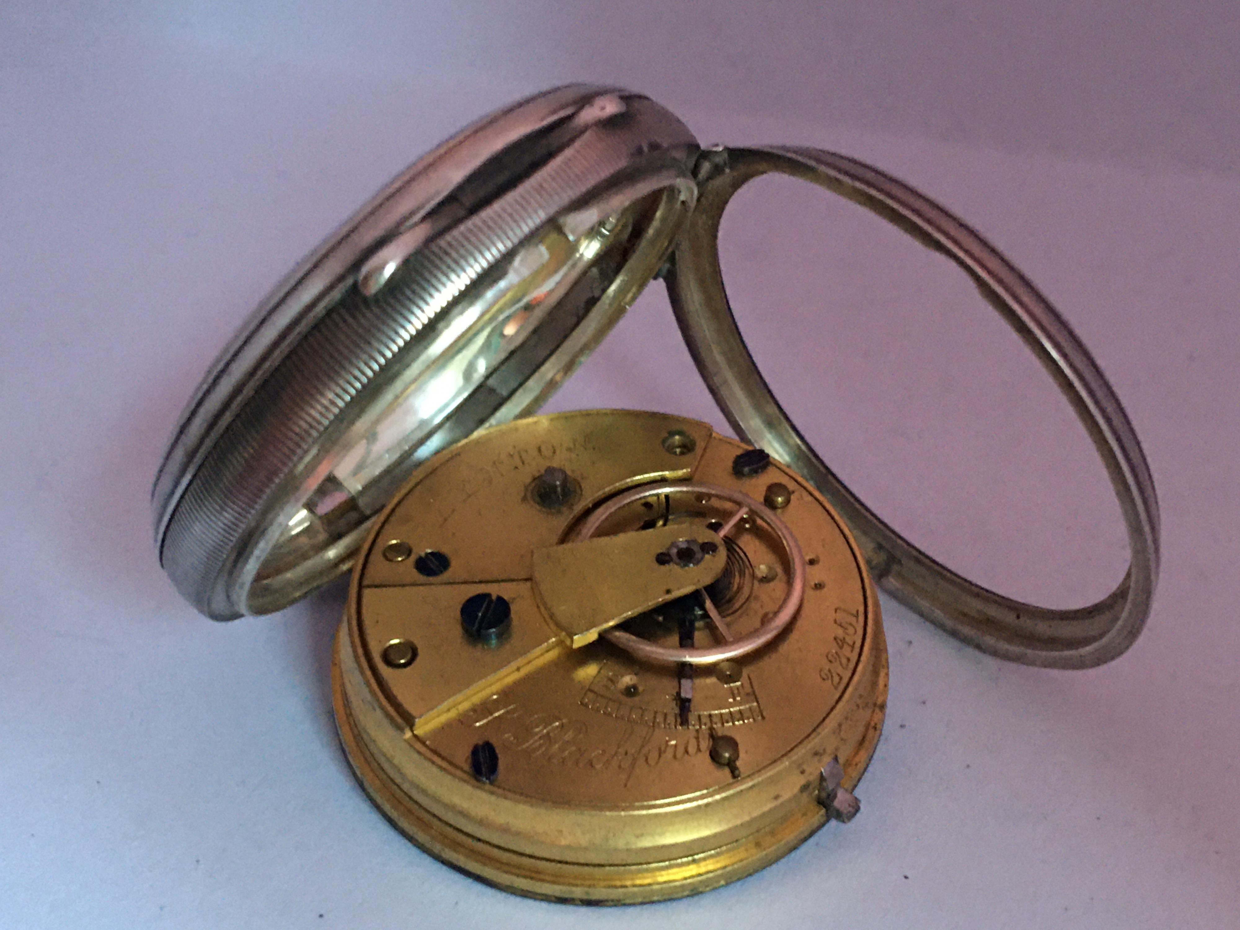 Women's or Men's Antique Small Victorian Silver Fusee Lever Pocket Watch For Sale