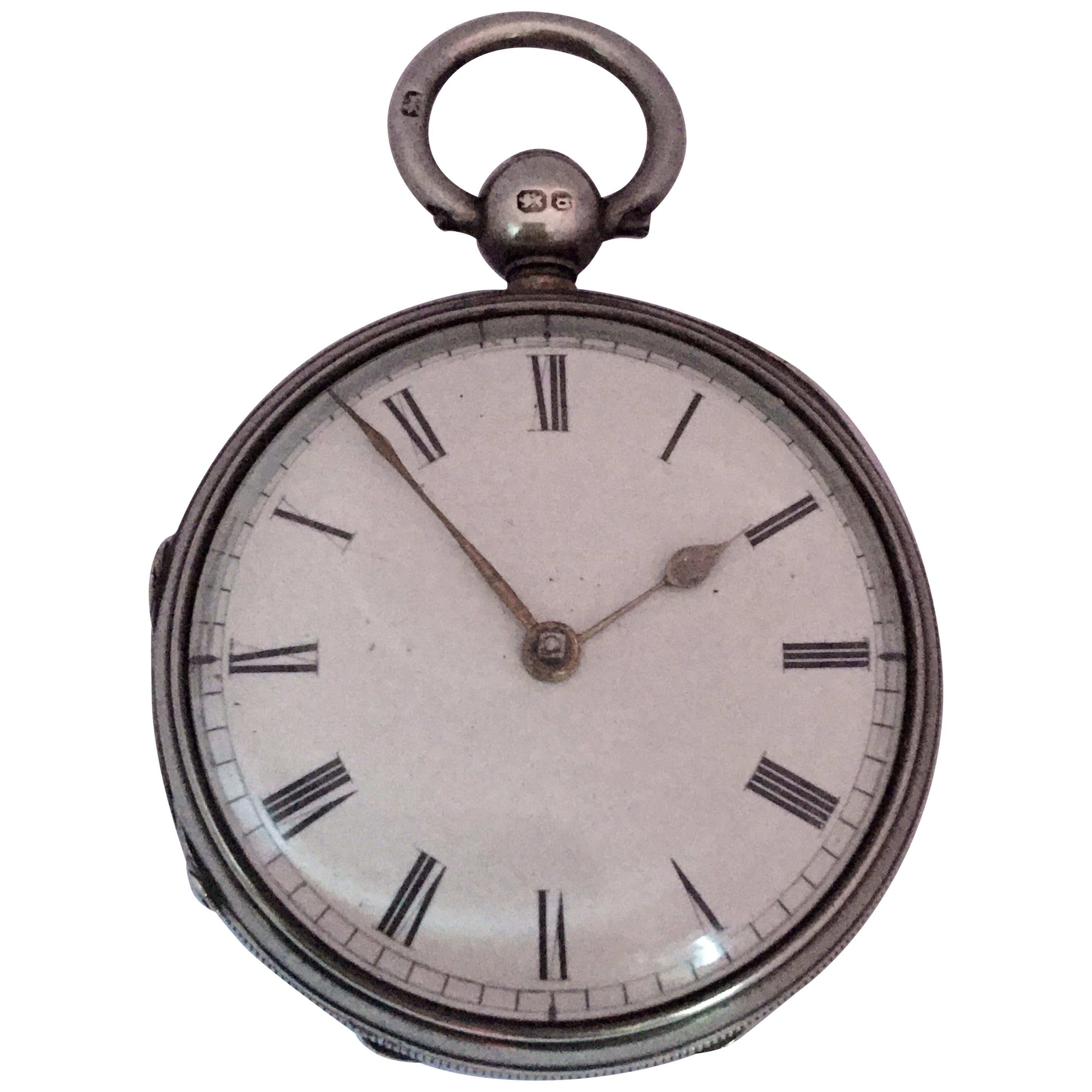 Antique Small Victorian Silver Fusee Lever Pocket Watch For Sale