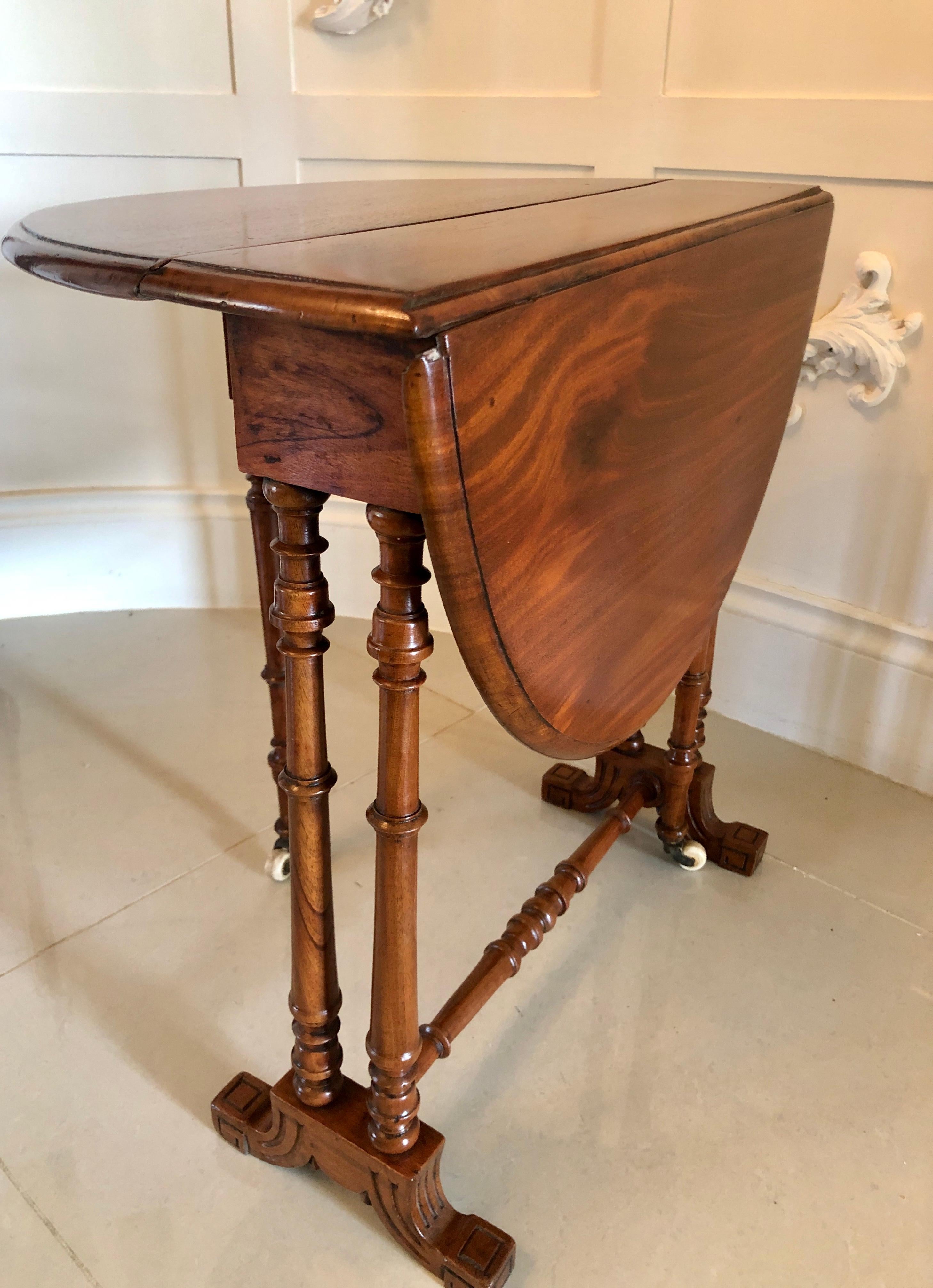 Antique Small Victorian Walnut Drop-Leaf Sutherland Table For Sale 1