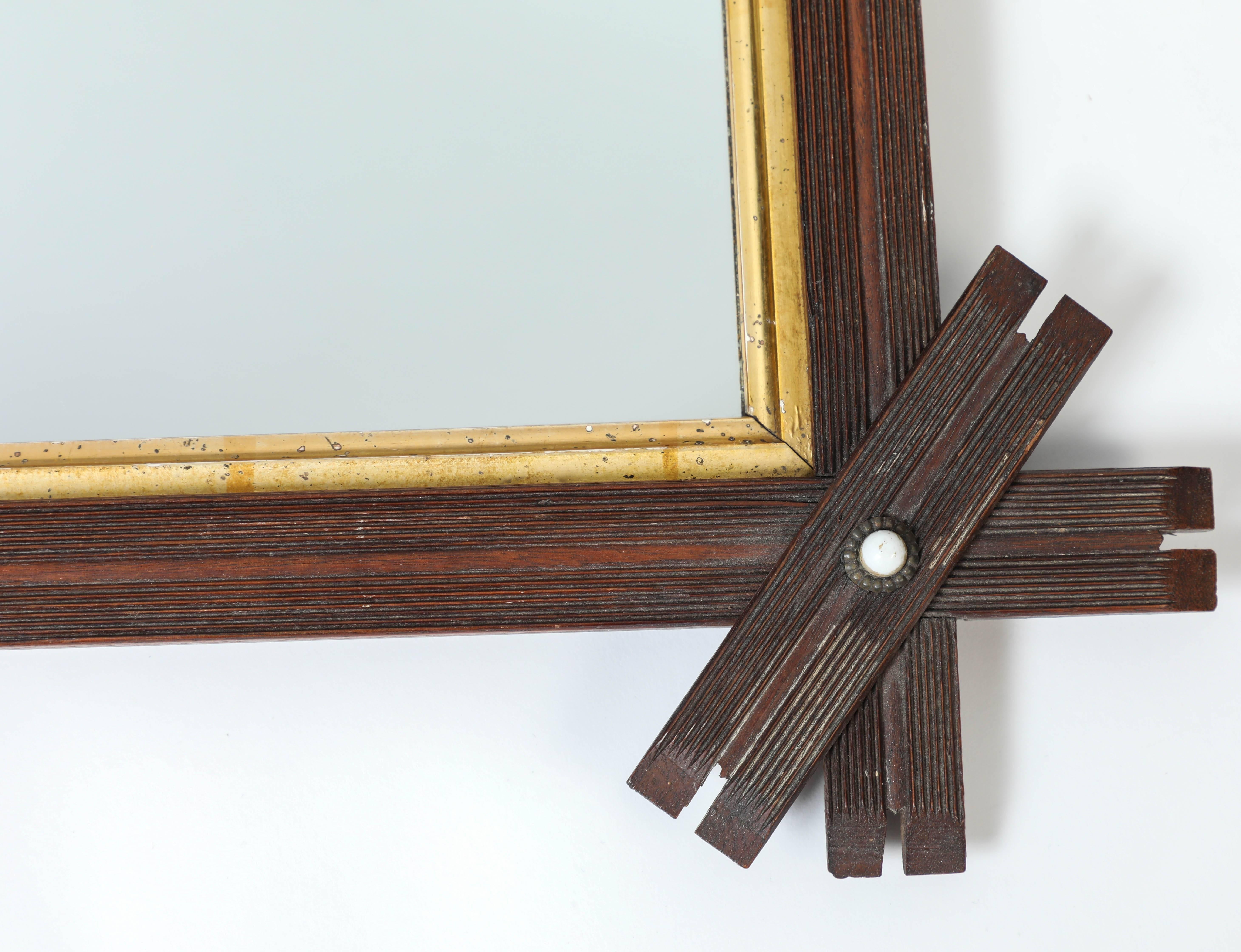 20th Century Antique Small Wood Mirror