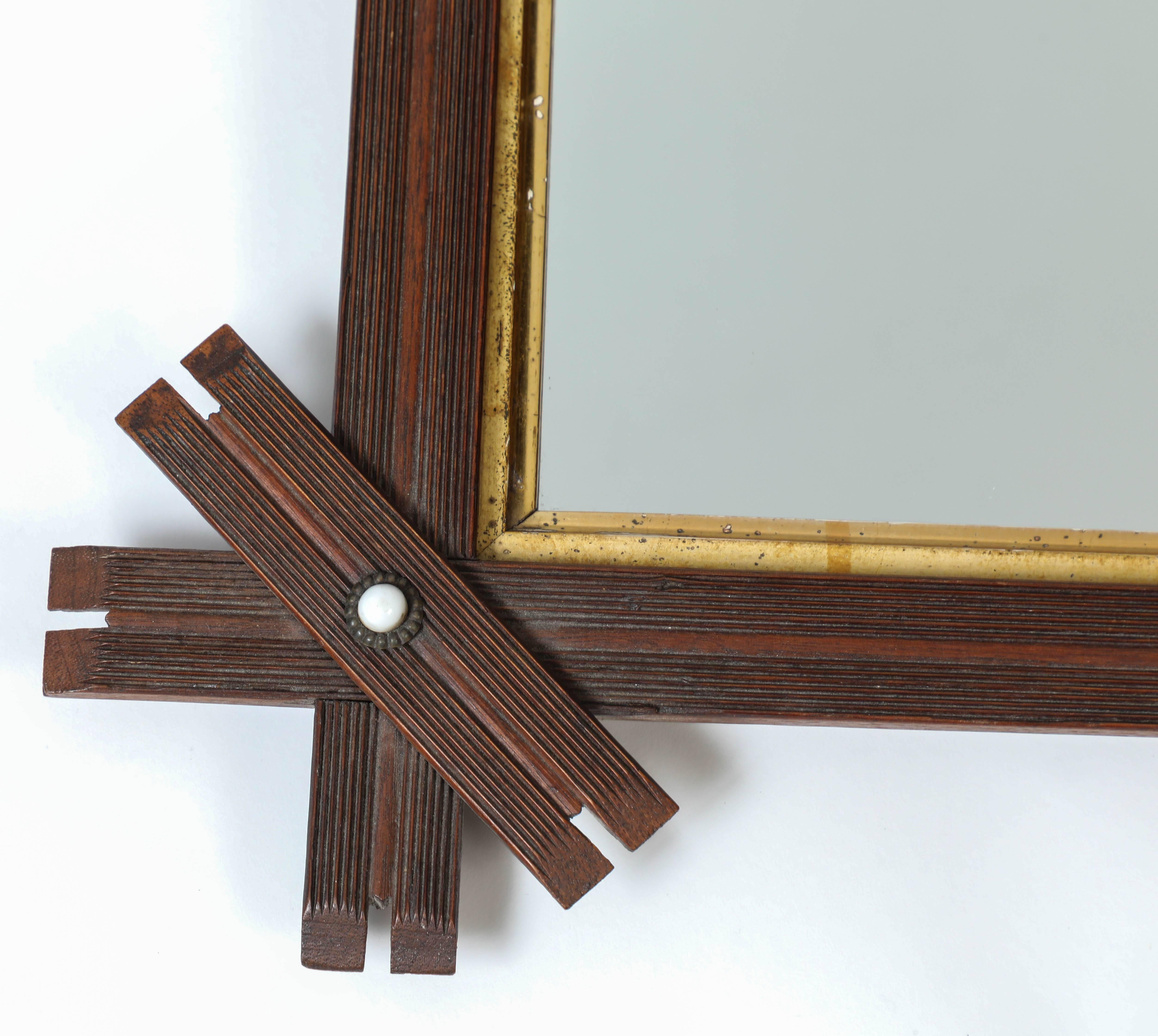 Antique Small Wood Mirror 1