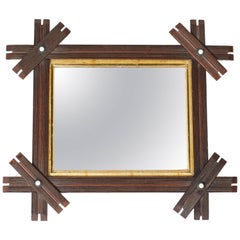 Antique Small Wood Mirror