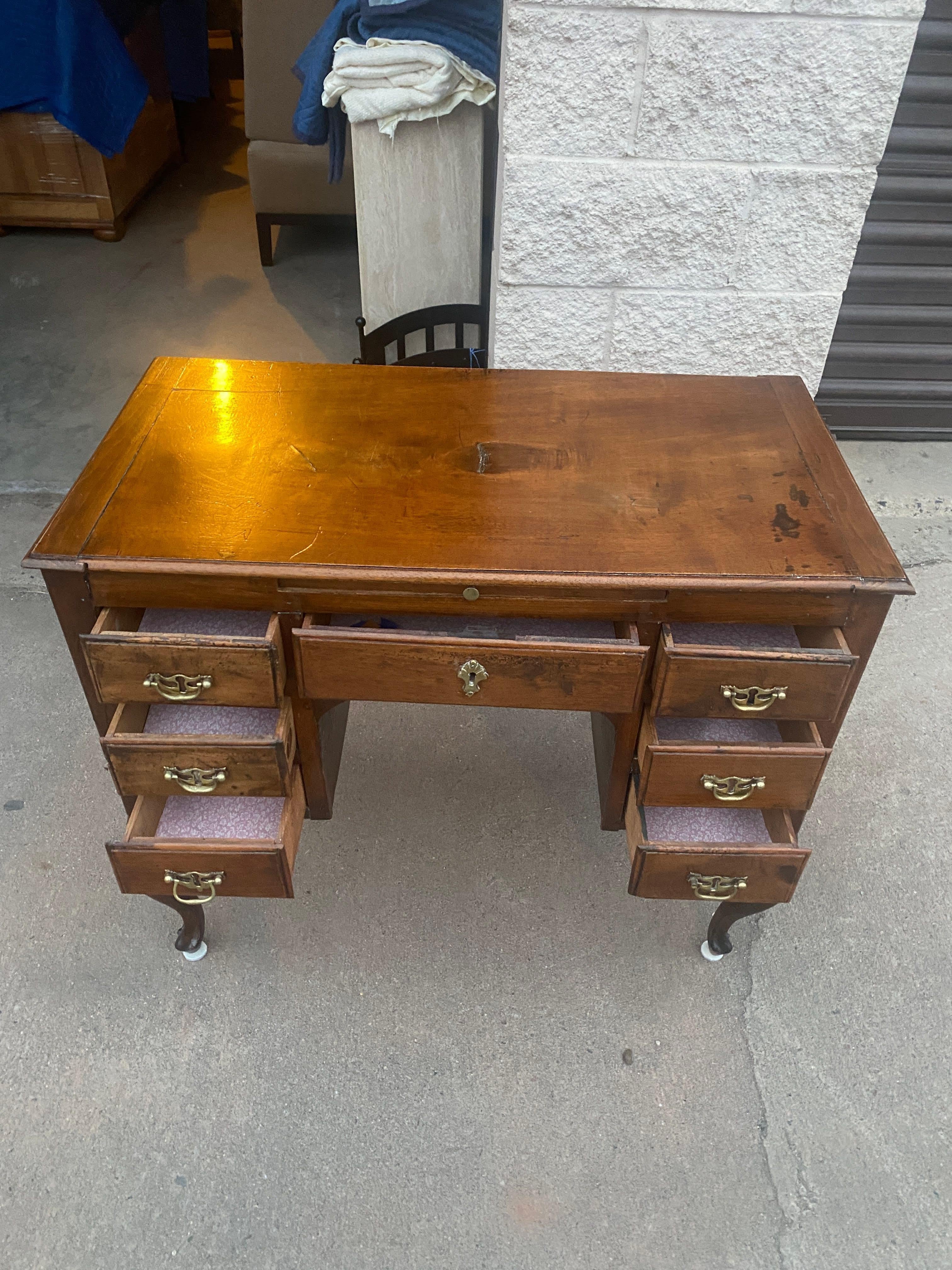 Antique Small Writing Desk on Cabriole Legs For Sale 3