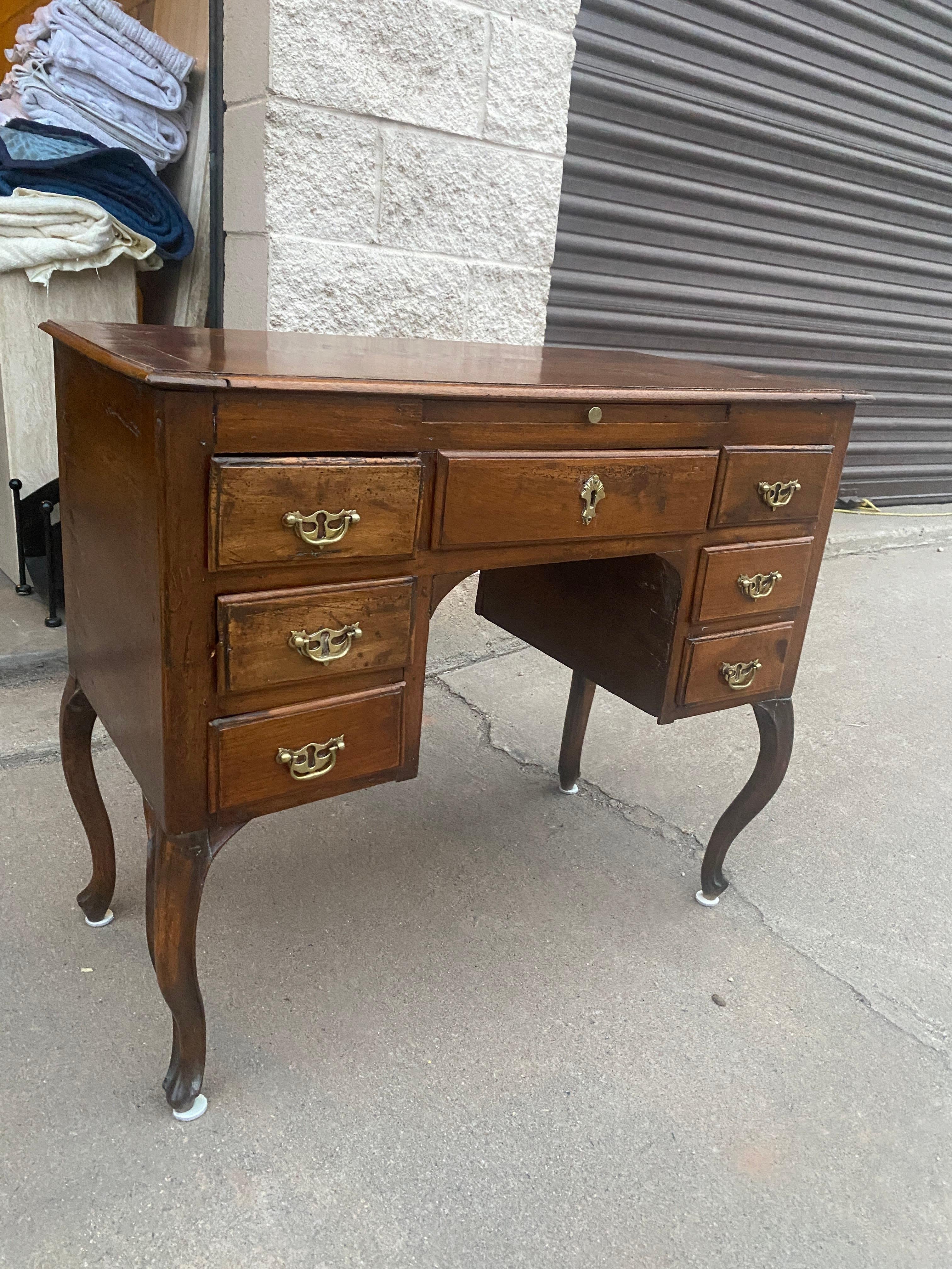 Antique Small Writing Desk on Cabriole Legs For Sale 6