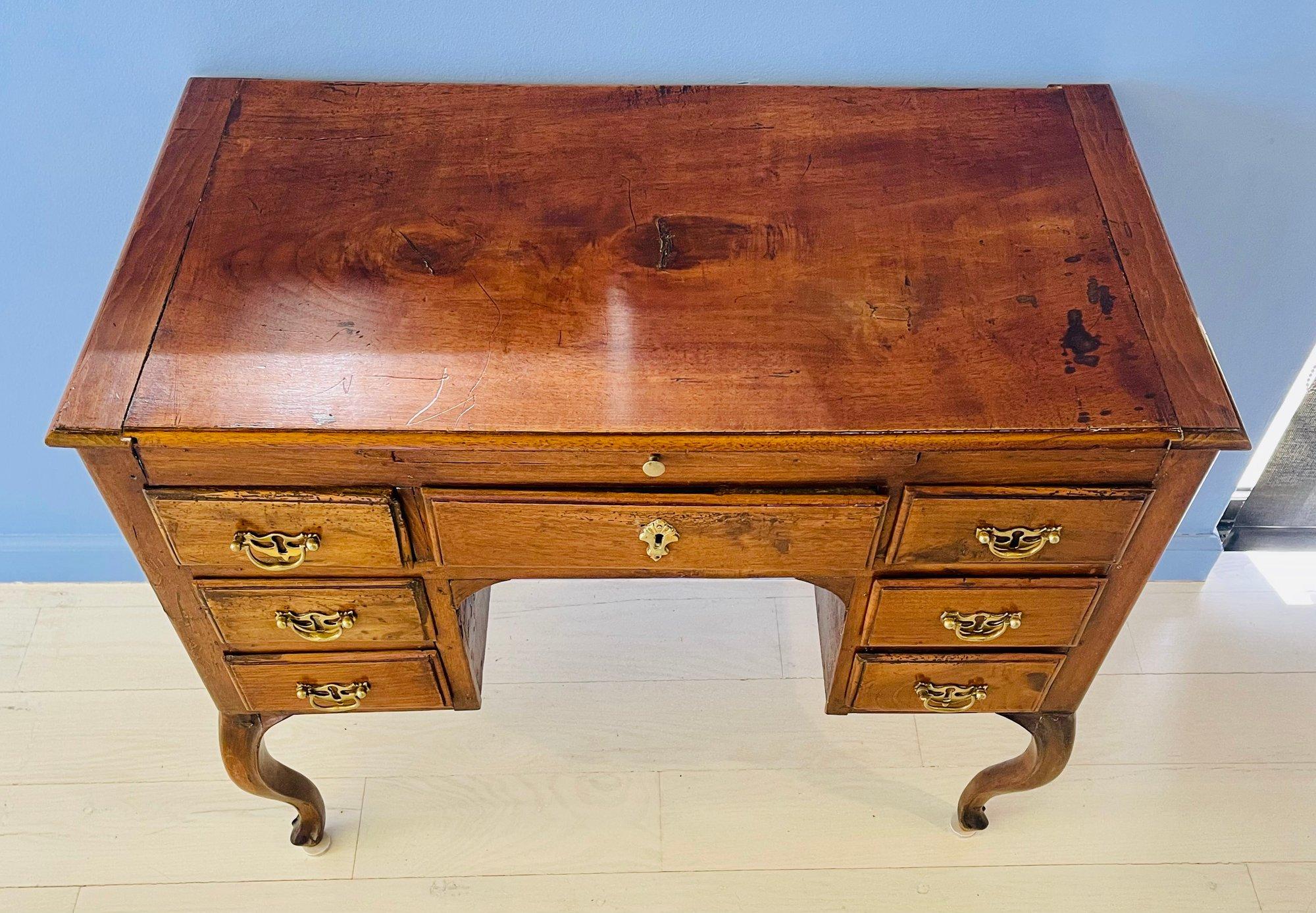 Hand-Carved Antique Small Writing Desk on Cabriole Legs For Sale