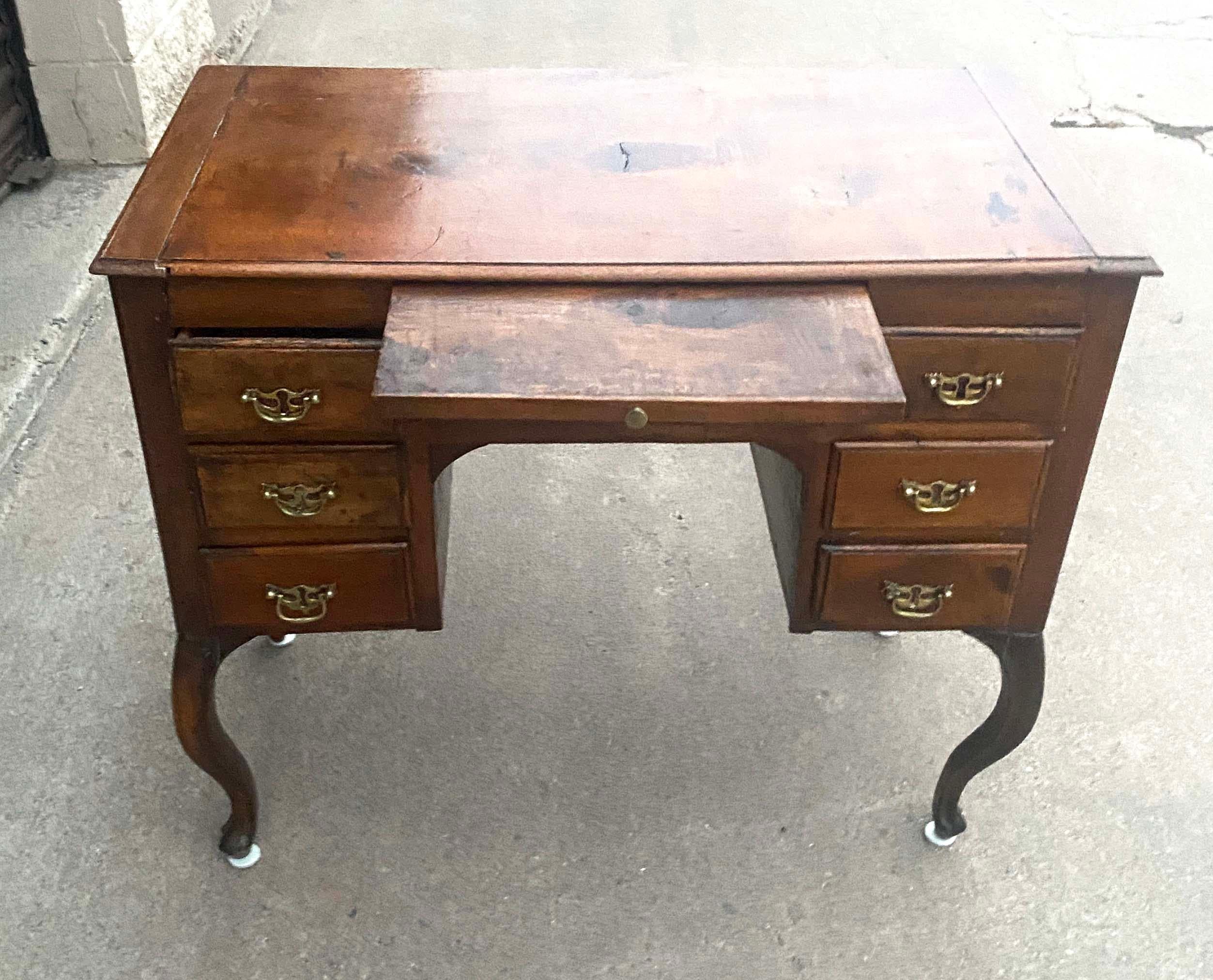 Antique Small Writing Desk on Cabriole Legs For Sale 1