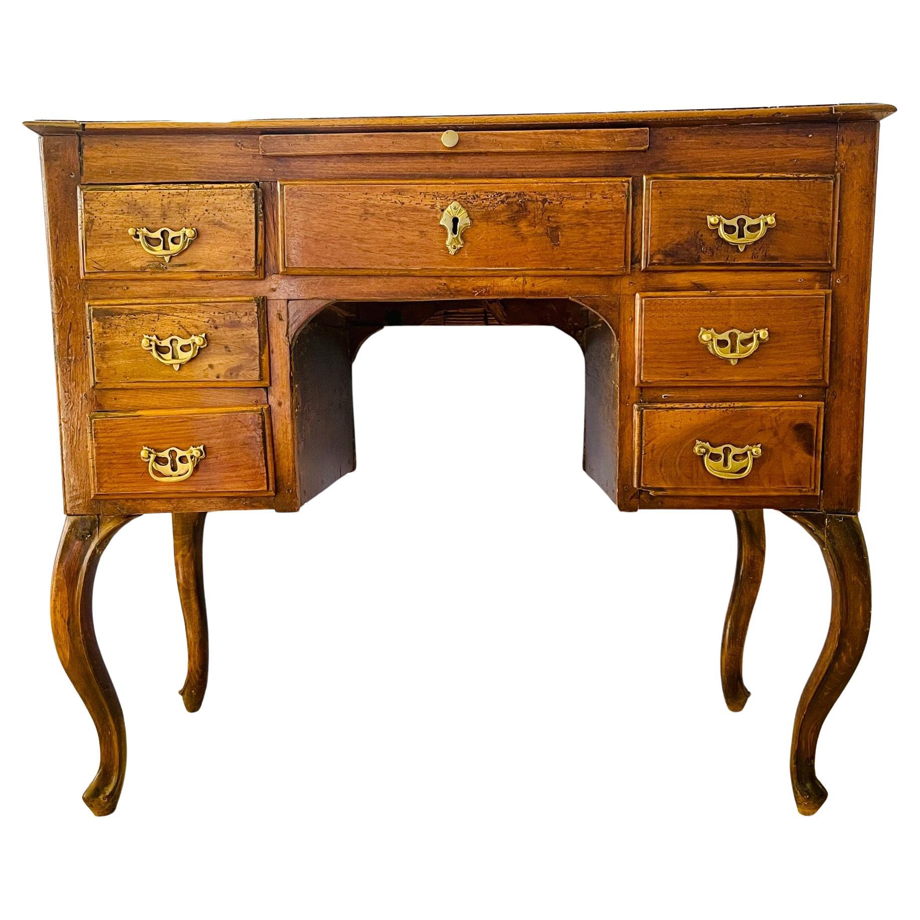 Antique Small Writing Desk on Cabriole Legs For Sale