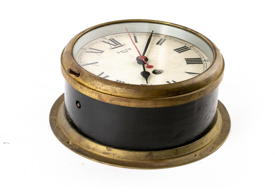 Industrial Antique Smith 8-Day Shipboard Clock For Sale