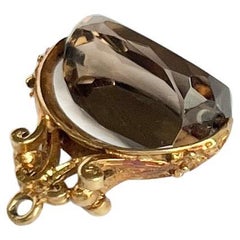 Antique Smokey Quartz and 9 Carat Gold Swivel Fob