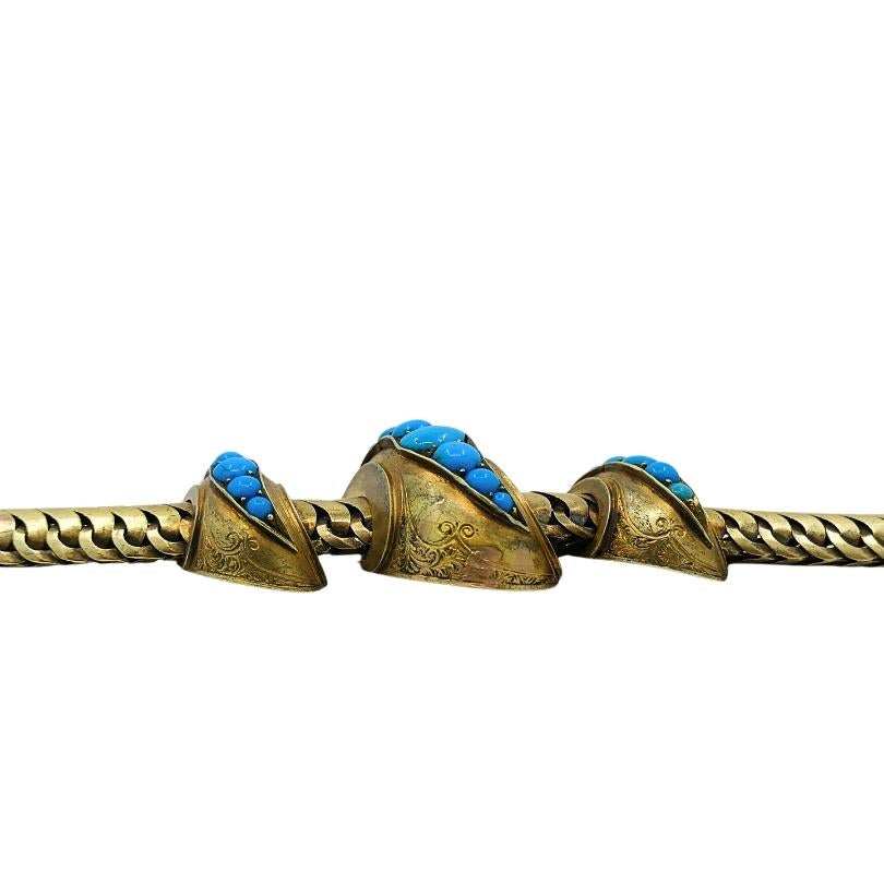 Bracelet serpent ancien en or 10 carats et turquoise en vente 2