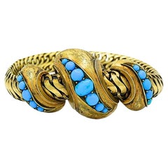 Antique Snake Bracelet Turquoise 10k Gold