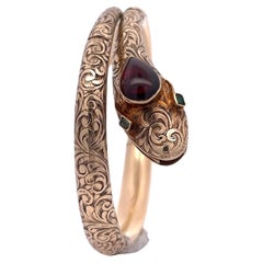 Antique Snake Bracelet w/ Garnet Head