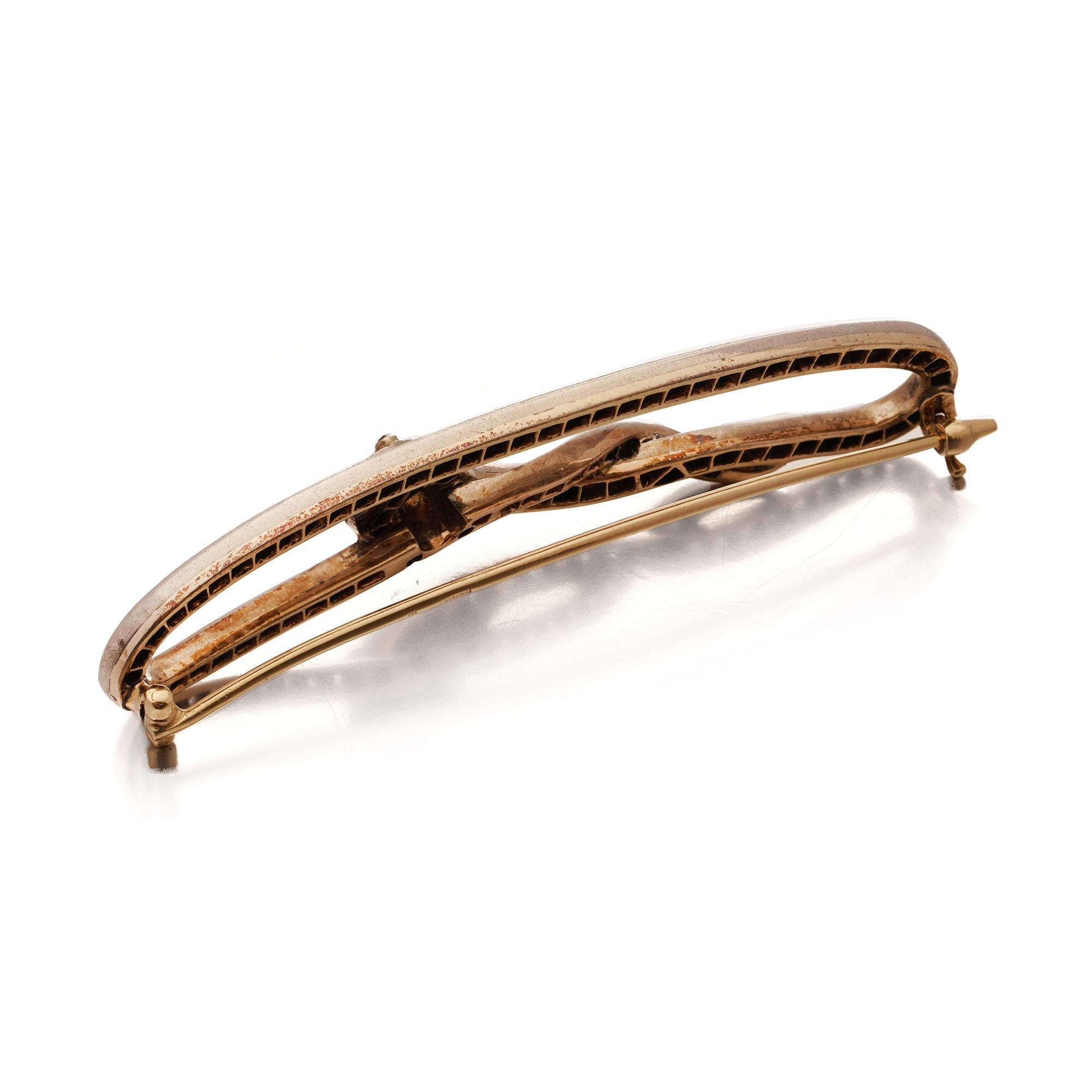Antike Schlangenbrosche aus 14kt Gold, Platin und Silber mit Diamanten und Rubinen im Zustand „Gut“ im Angebot in Braintree, GB