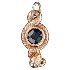 Antique Snake Charm of 12k Gold with Synthetic Sapphire