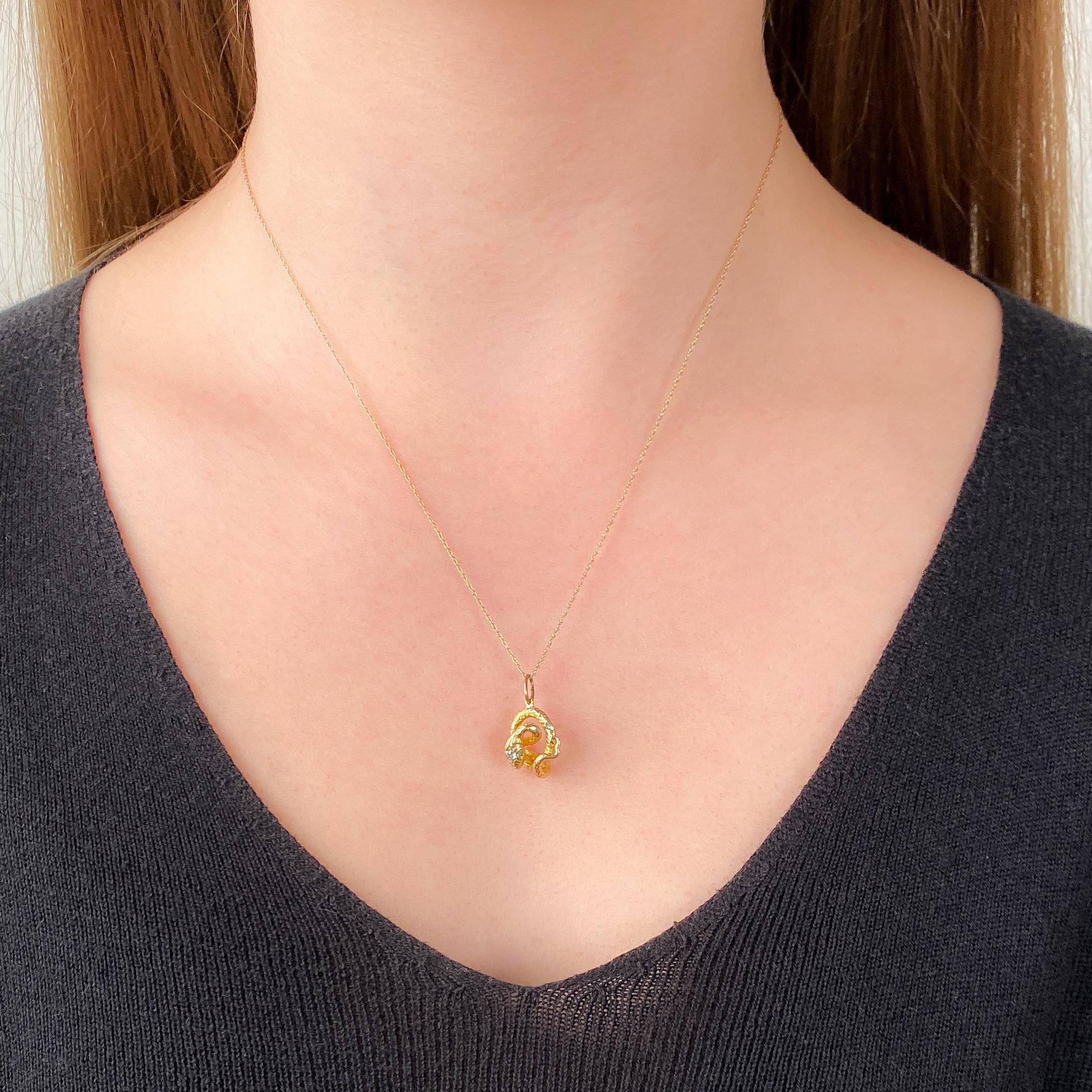 Old European Cut Antique Snake Charm of 18k Gold