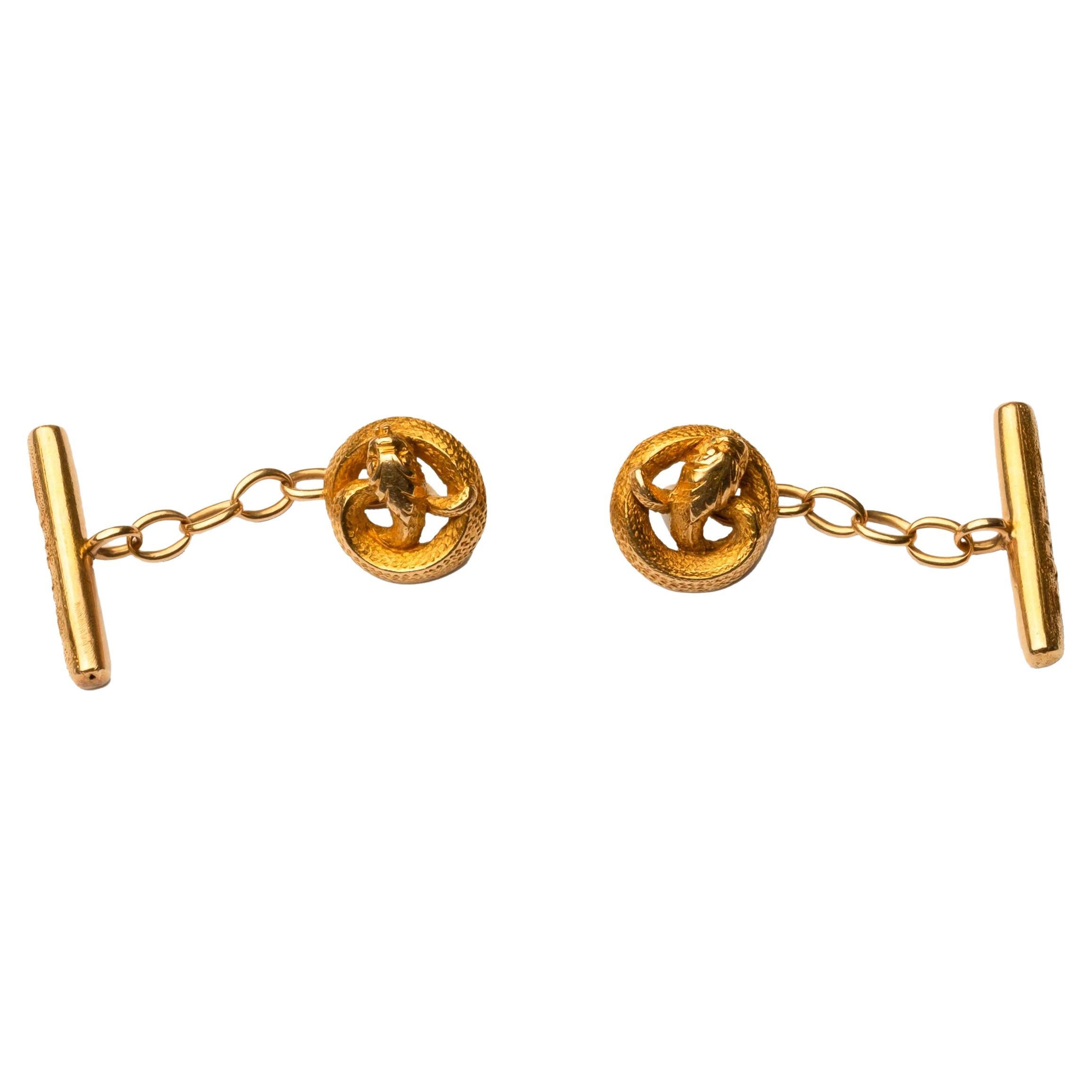 Antique Snake Cufflinks 18ct gold 1900s