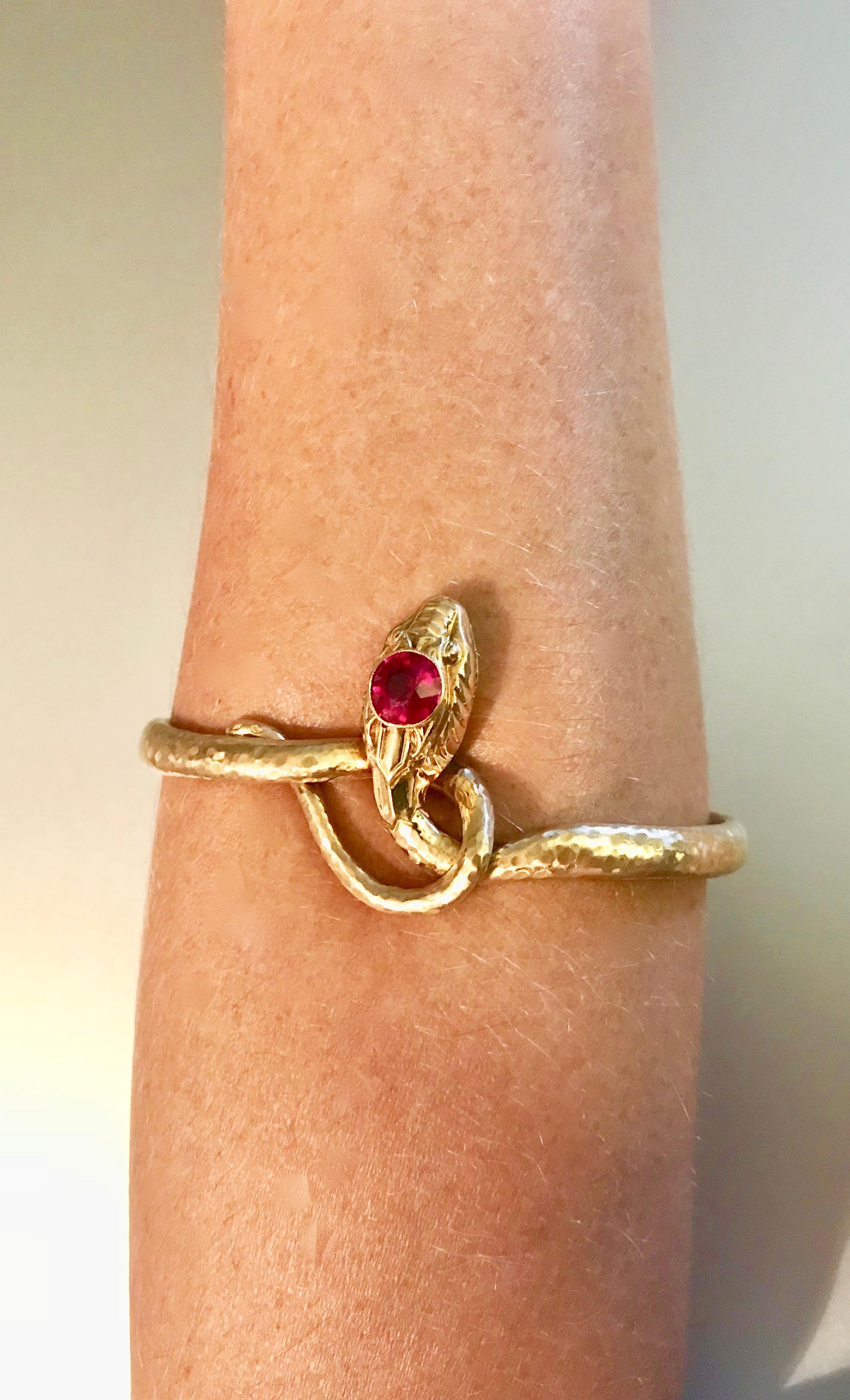 Women's or Men's Antique Snake Gold Bangle