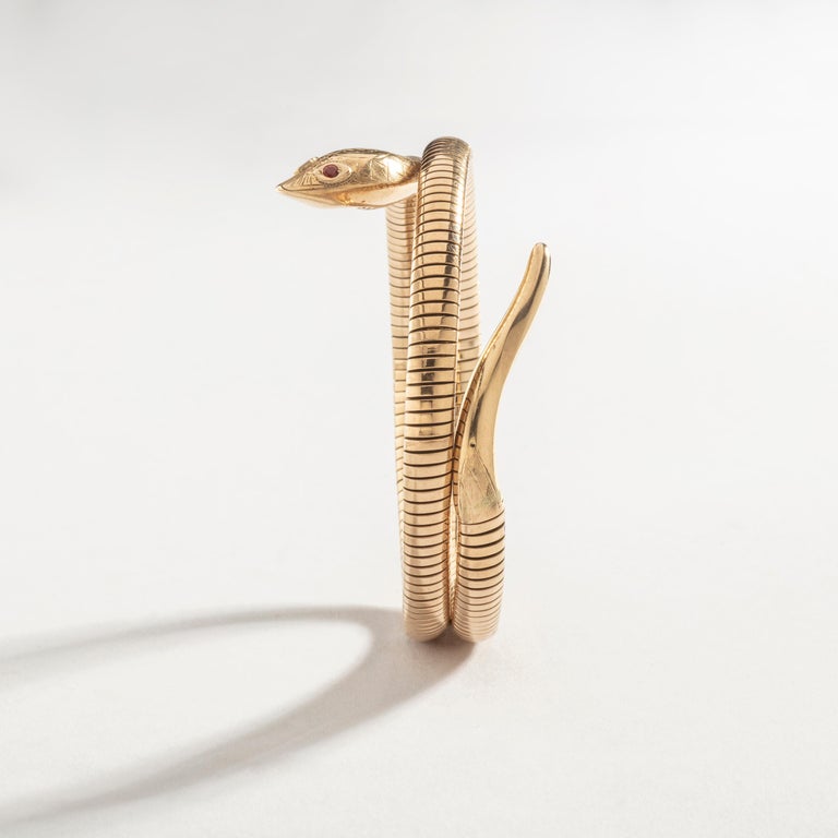 Anglo-Indian Antique Snake Gold Bracelet Tubogas