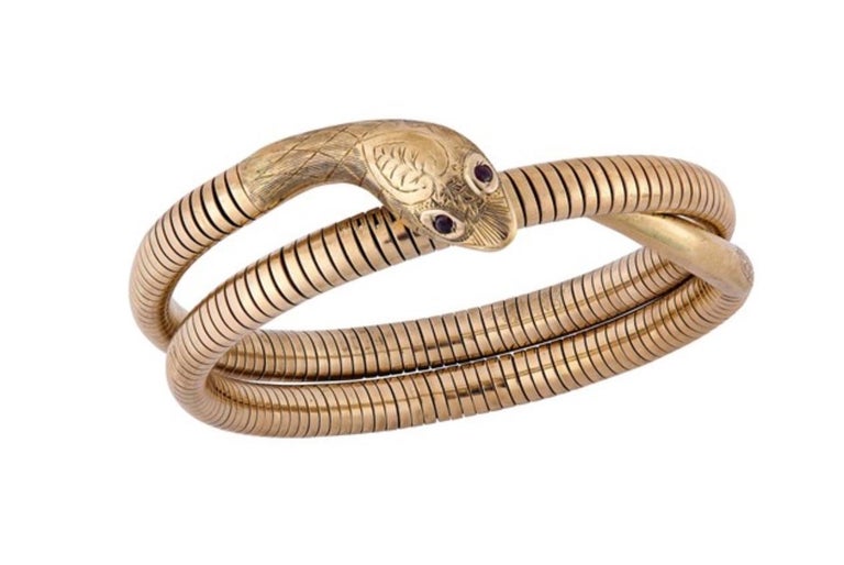 Antique Snake Gold Bracelet Tubogas For Sale at 1stdibs