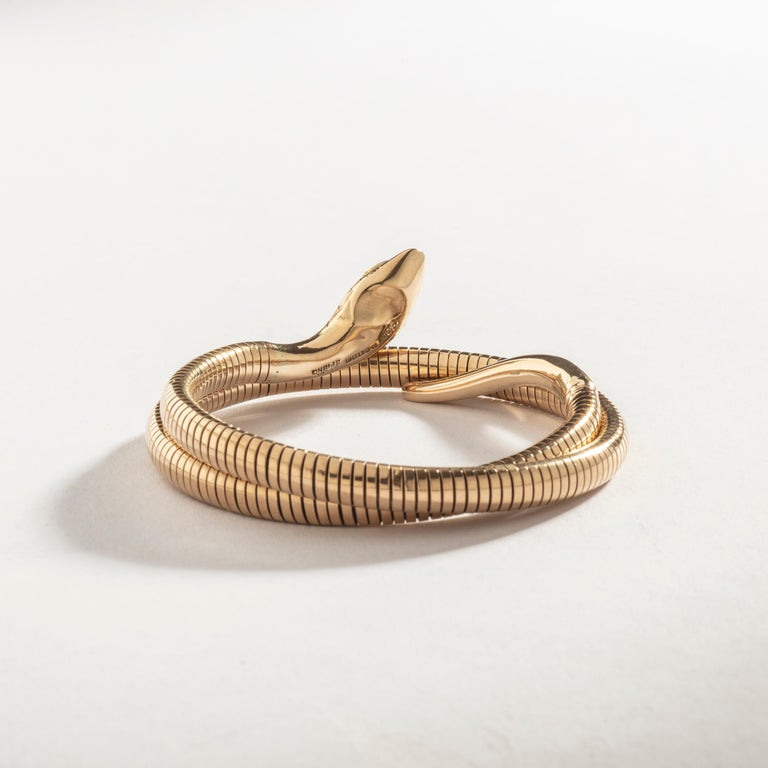 Round Cut Antique Snake Gold Bracelet Tubogas