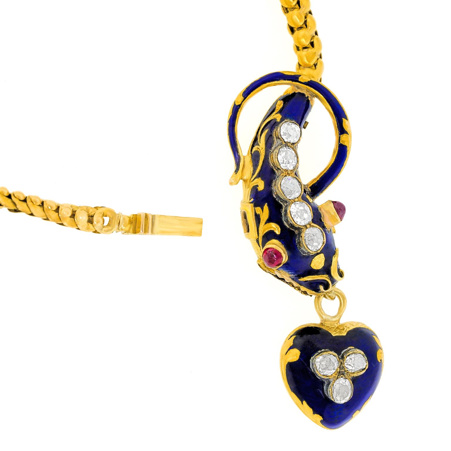 Collier serpent antique Unisexe en vente