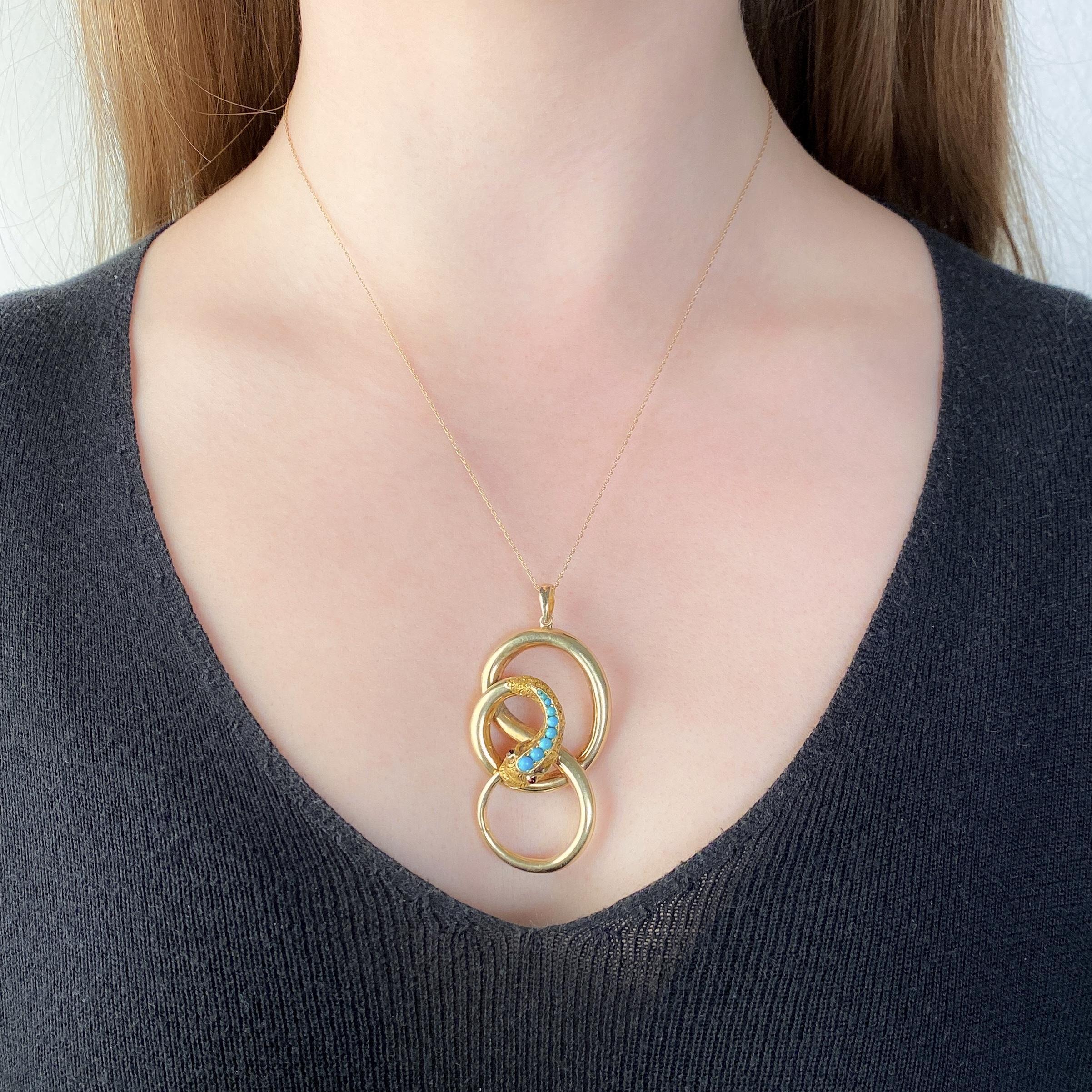 Taille cabochon Pendentif serpent antique en or 10k en vente