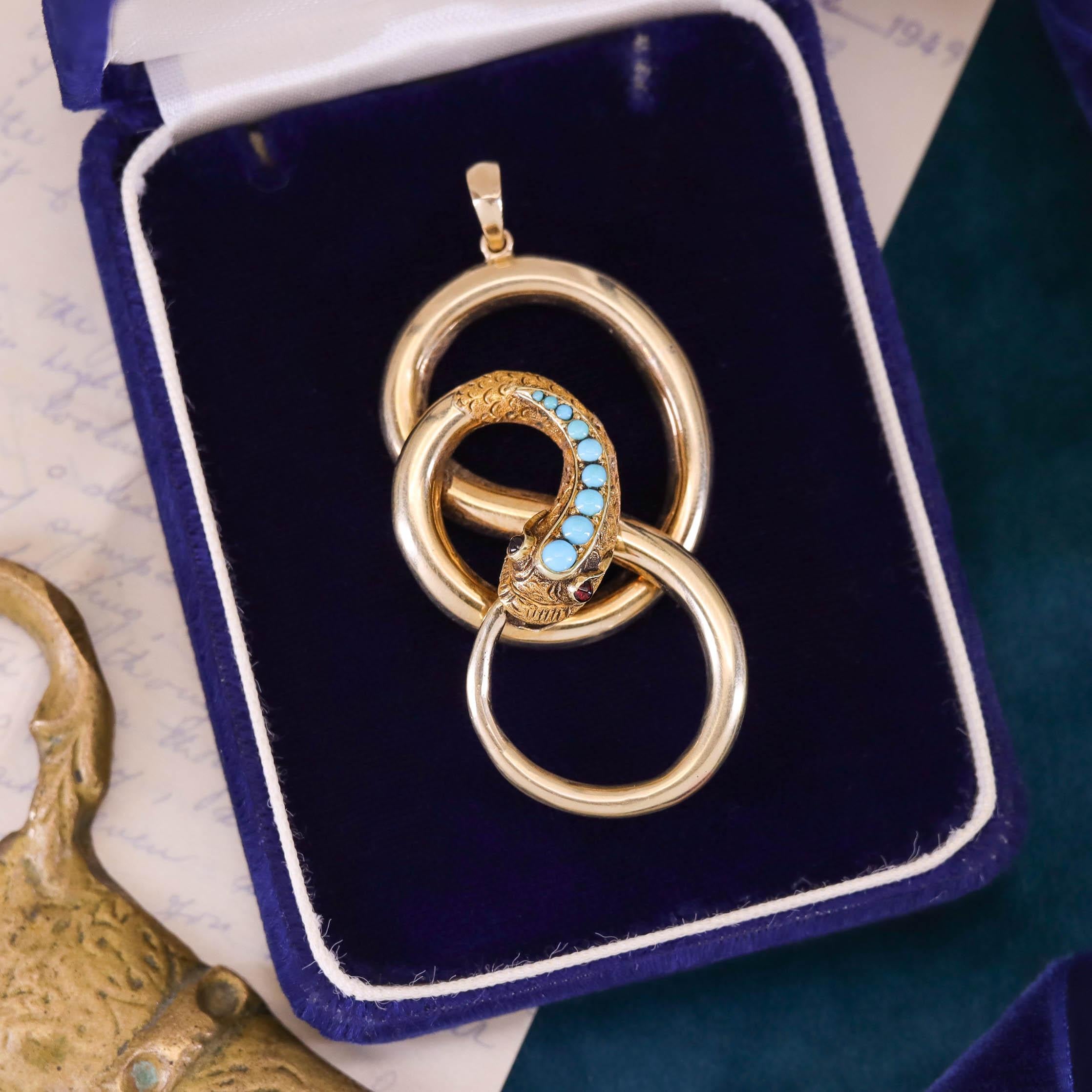 Women's Antique Snake Pendant of 10k Gold For Sale