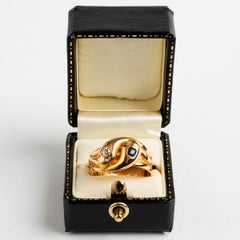 Antique Snake Ring Crossed with Diamonds and Sapphires Hallmarked 1885