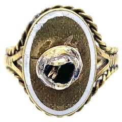 Antique Snake Ring Double Sided Face 10 Karat Gold Sapphire Diamond Eyes Enamel