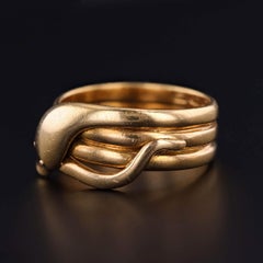 Antique Snake Ring of 18k Gold, Circa 1906, Chester England