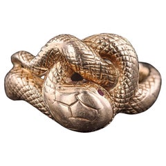 Anello antico a forma di serpente in oro 18 carati