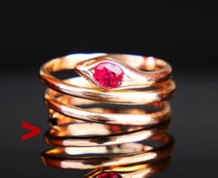 Antique Snake Serpent Ring 0.45ct Natural Ruby solid 18K Gold Ø US 8.5 /5.7gr