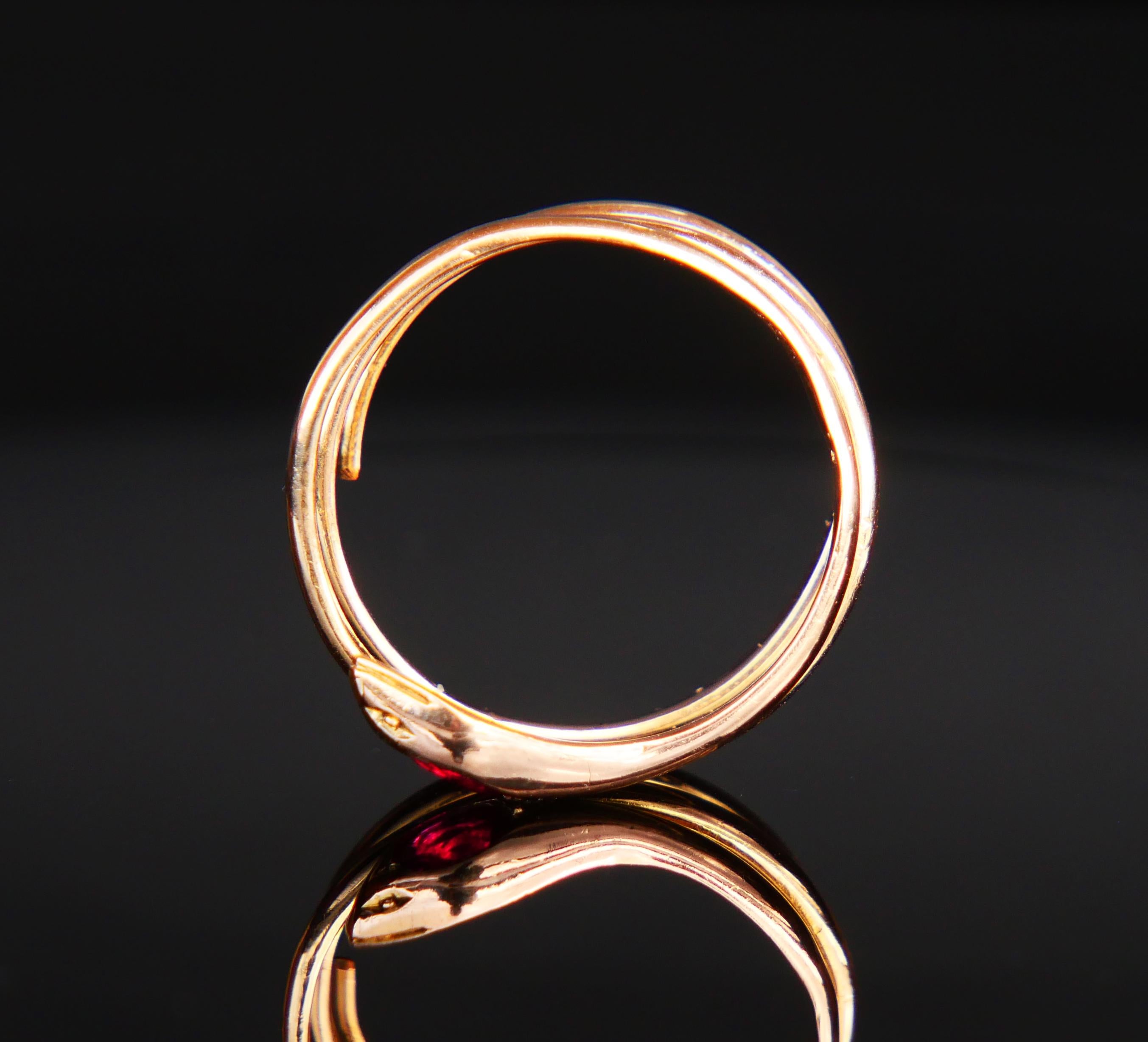 Oval Cut  Antique Snake Serpent Ring 0.45ct Natural Ruby solid 18K Gold Ø US 8.5 /5.7gr For Sale